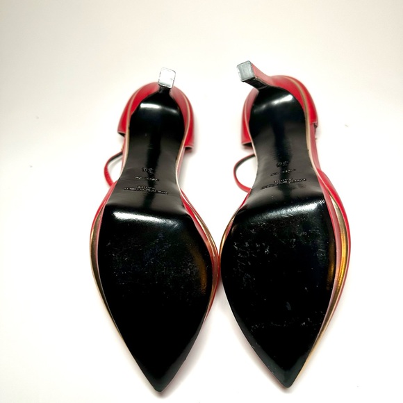 Saint Laurent Red Leather Ankle T Strap Stiletto Shoes size 36 or U.S. 6 - Picture 7 of 10